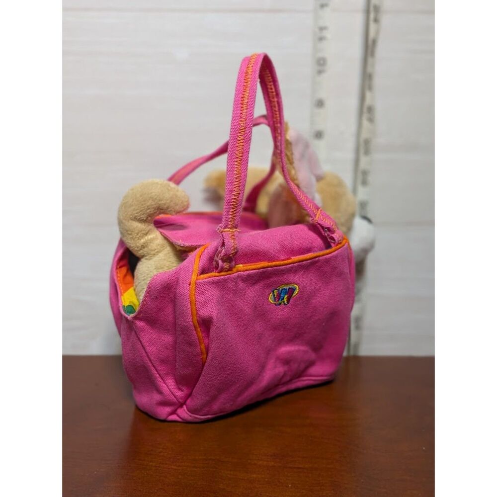 VINTAGE Ganz Webkinz Chihuahua Dog Plush with Pink Flower Pet Carrier Purse RARE